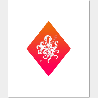 Pink and Orange Diamond Octopus Posters and Art